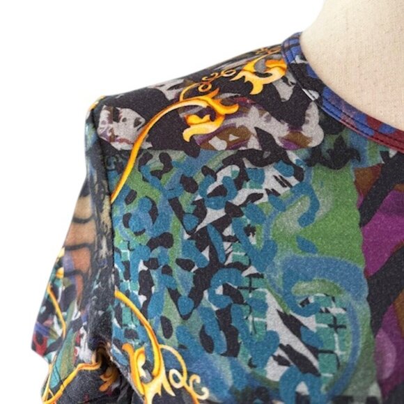 Versus Versace Womens T-Shirt Short Sleeve Baroque Pattern Multicolor Size M EUC - Picture 5 of 16